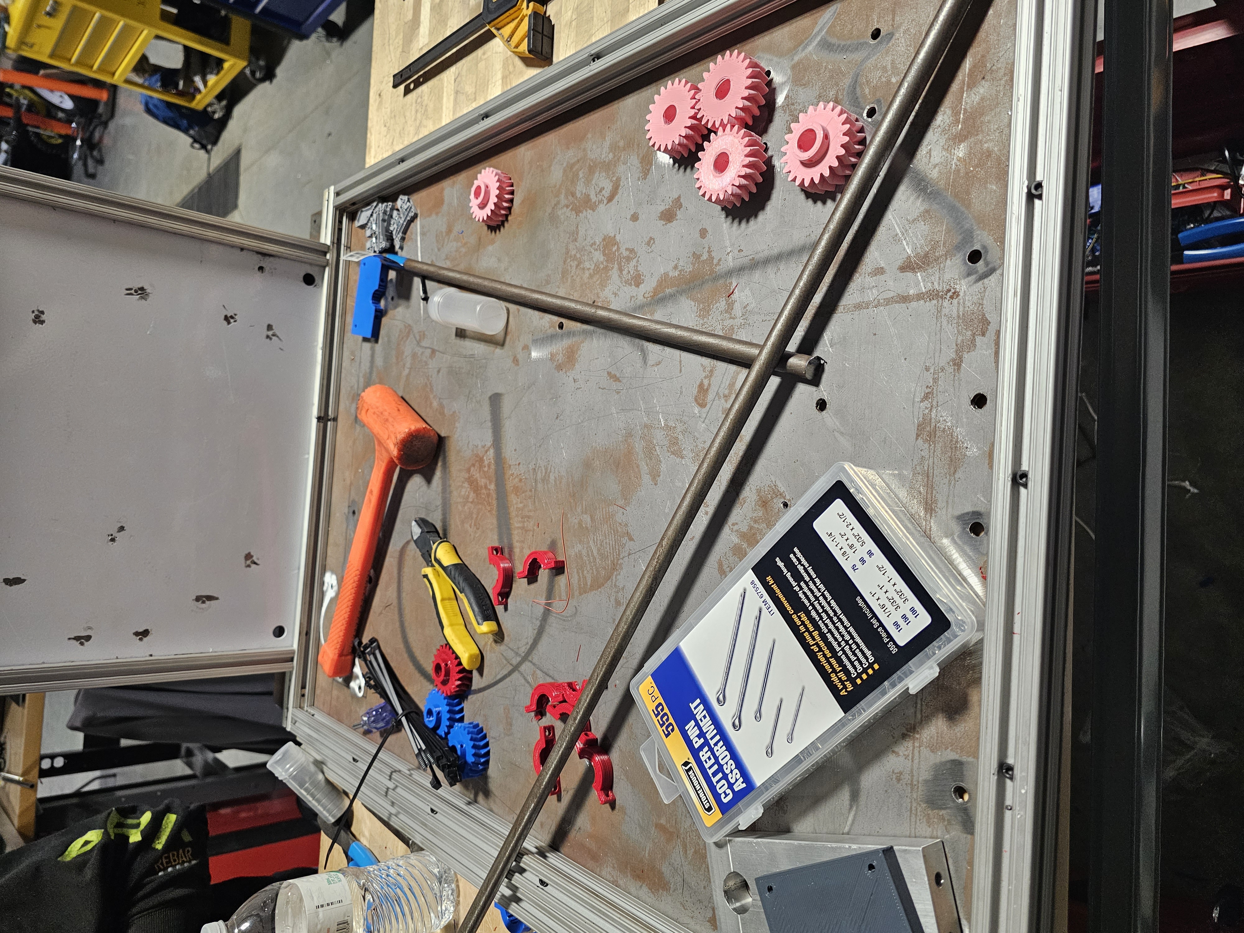 Initial assembly of the frame with nothing on it.